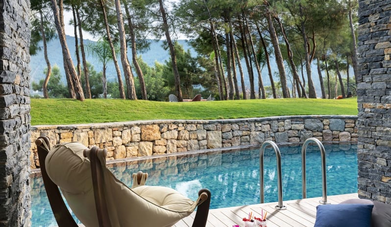 LUJO BODRUM INDIGO LAGUNA CLUB ROOM PATIO VIEW